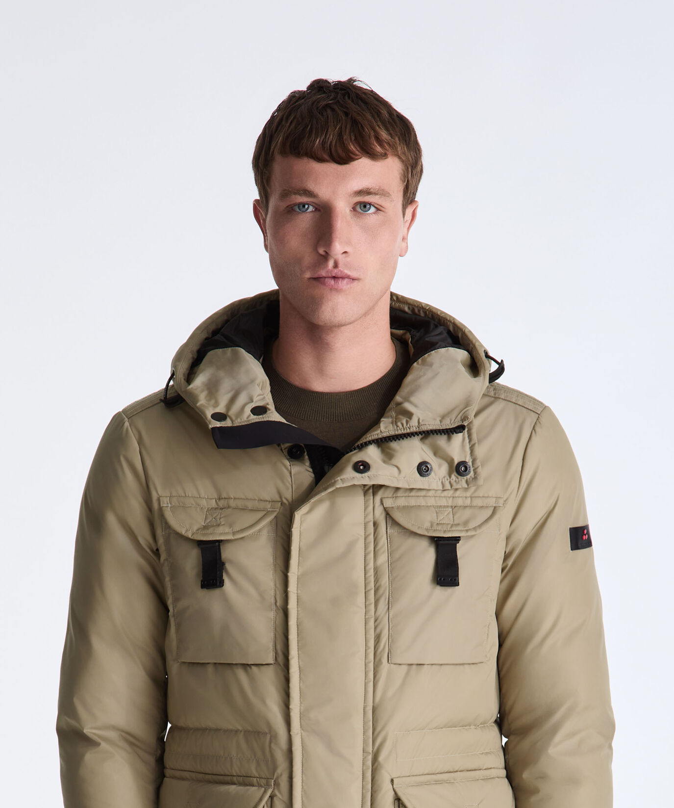 Field jacket in taffet&agrave; con cappuccio in pelliccia  Peuterey - large