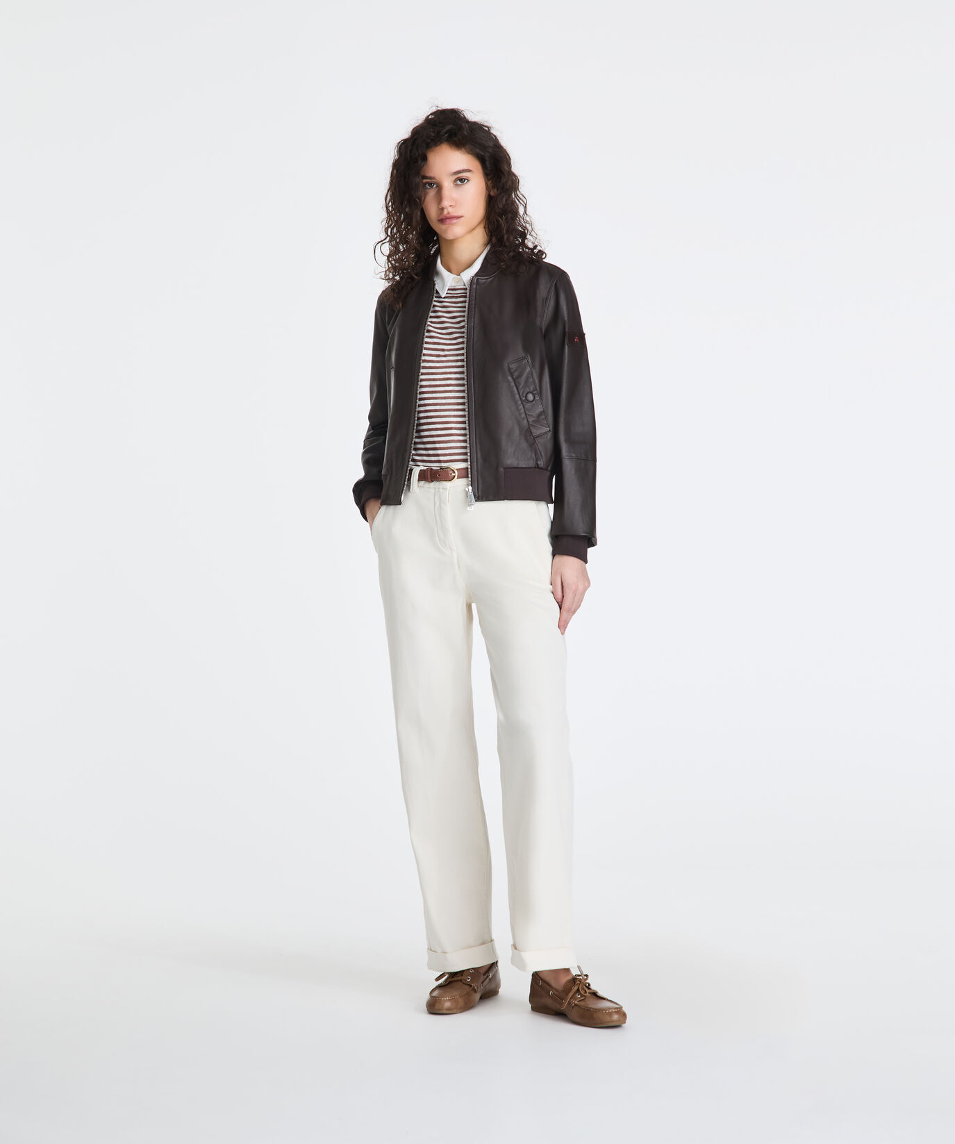 Dyed Nappa leather bomber jacket with knitted details  Peuterey - large image number 0