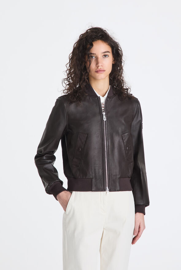 Bomber in nappa tinta con dettagli in maglia  Peuterey - medium