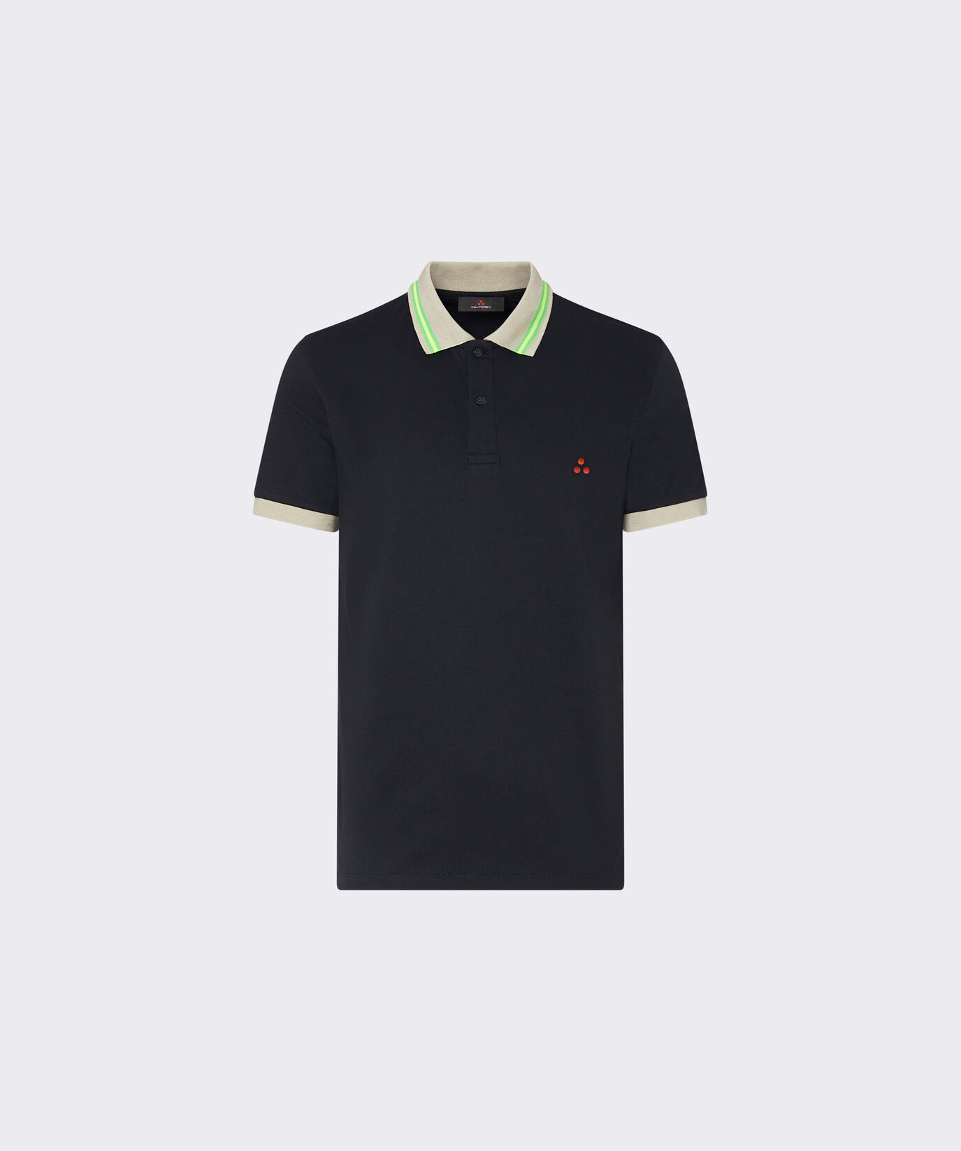 Polo en piqu&eacute; de coton stretch avec d&eacute;tails fluo  Peuterey - large