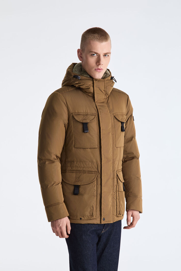 Field jacket in taffet&agrave; con cappuccio in pelliccia  Peuterey - medium