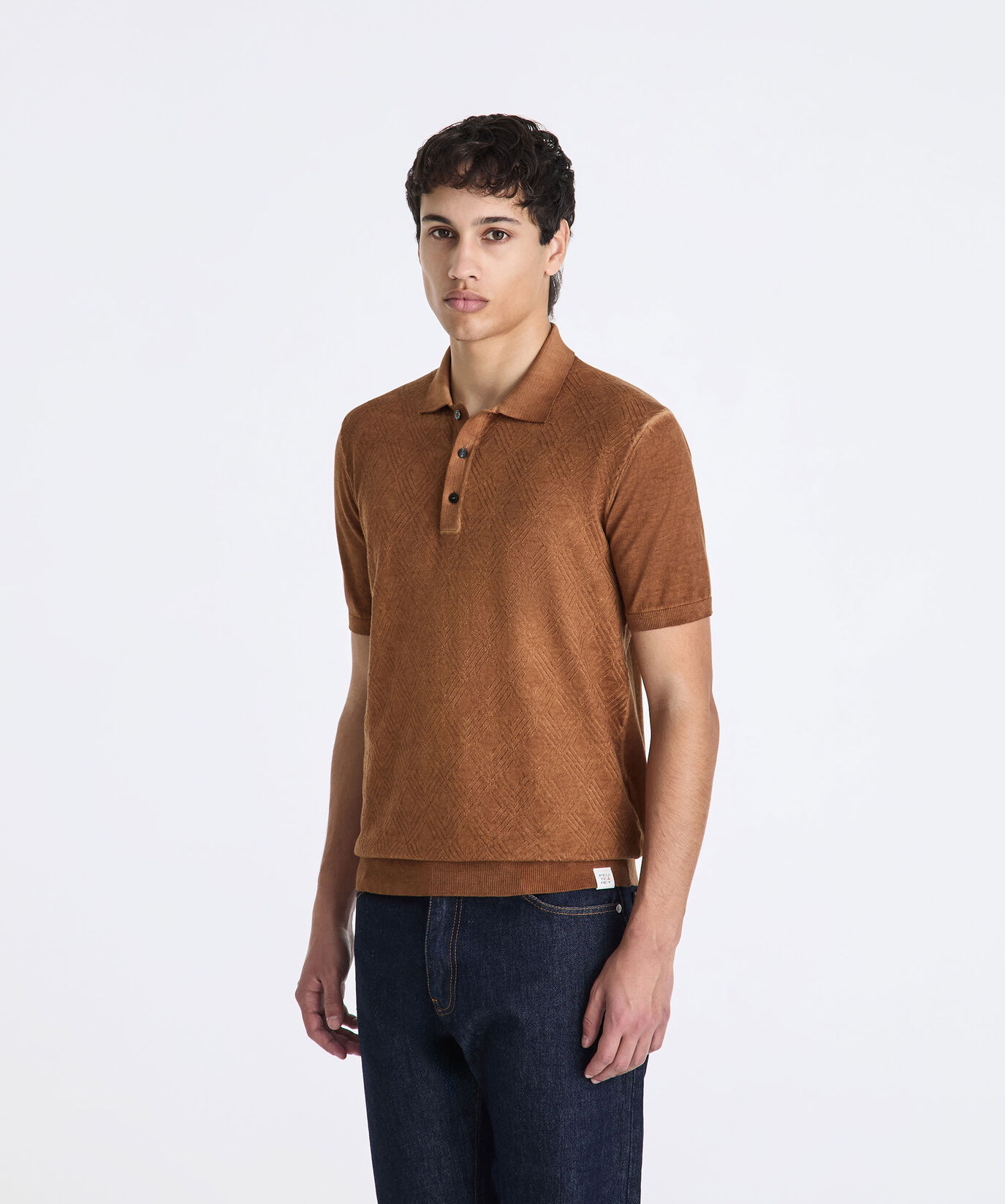 Polo de tricot de algod&oacute;n te&ntilde;ido en prenda  Peuterey - large image number 1