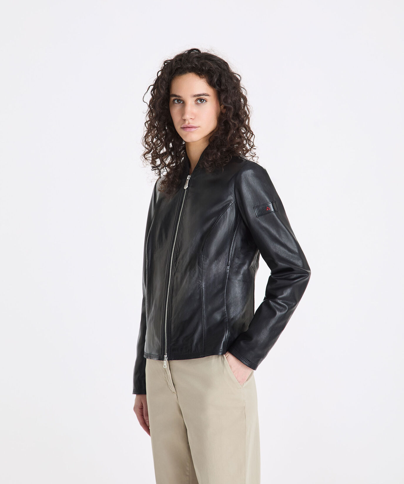 Chaqueta biker corta de napa te&ntilde;ida  Peuterey - large image number 1
