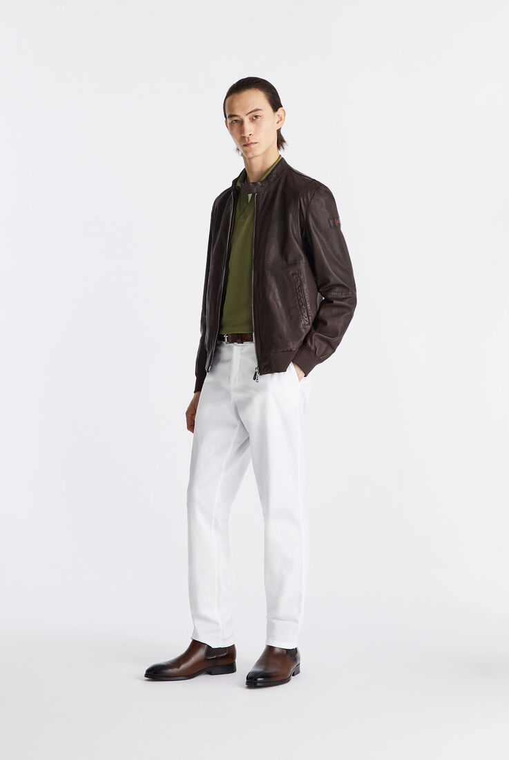 Leather bomber jacket with elastic jersey details  Peuterey - medium