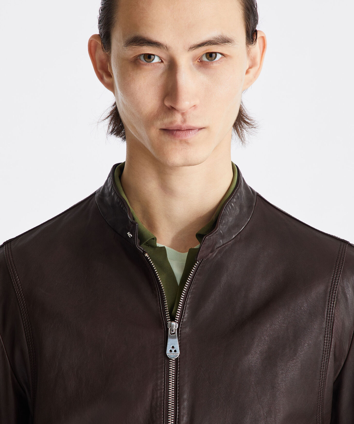 Leather bomber jacket with elastic jersey details  Peuterey - large