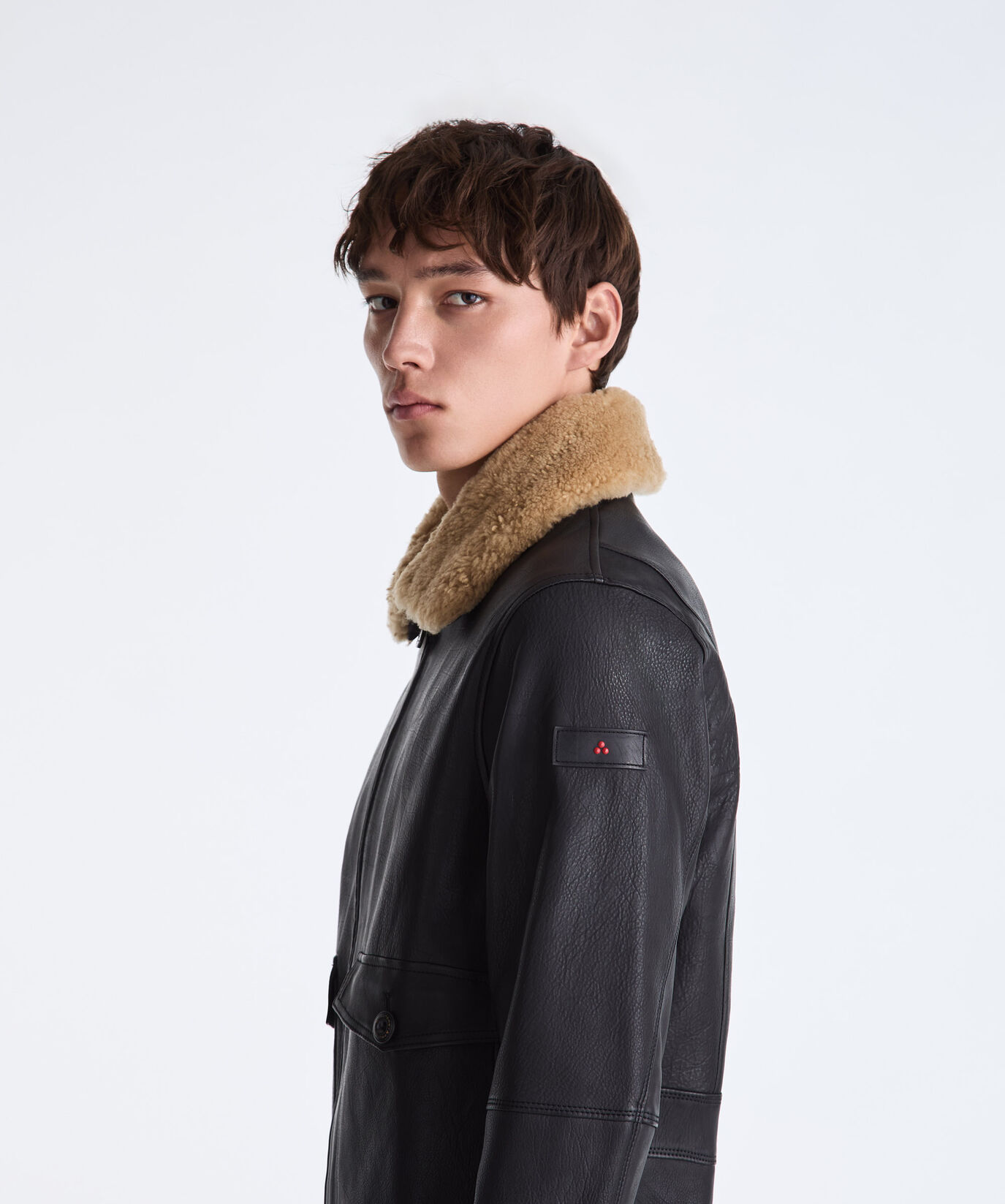 Wool Jersey and Leather Bomber Jacket  Peuterey - large
