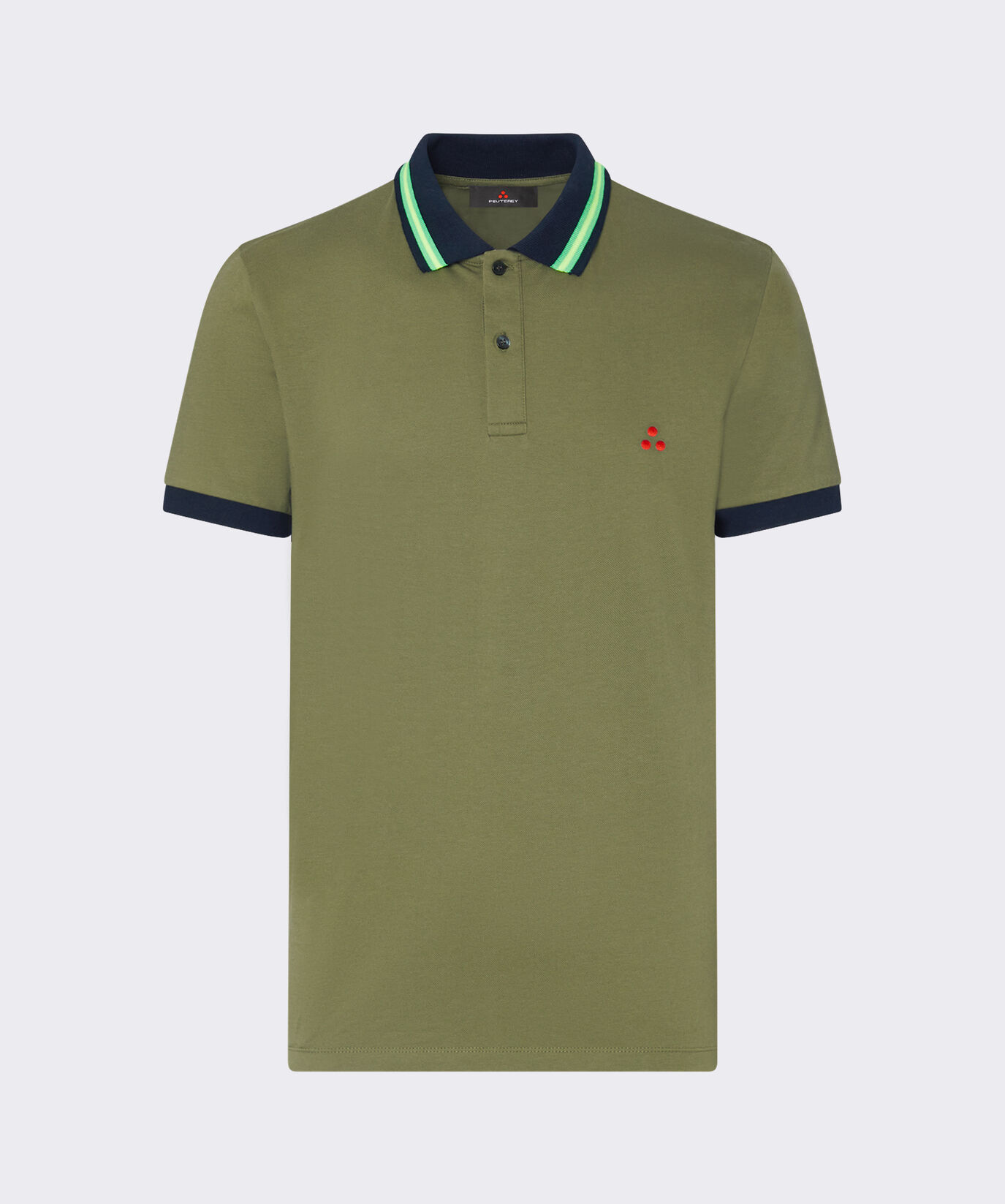 Polo en piqu&eacute; de coton stretch avec d&eacute;tails fluo  Peuterey - large