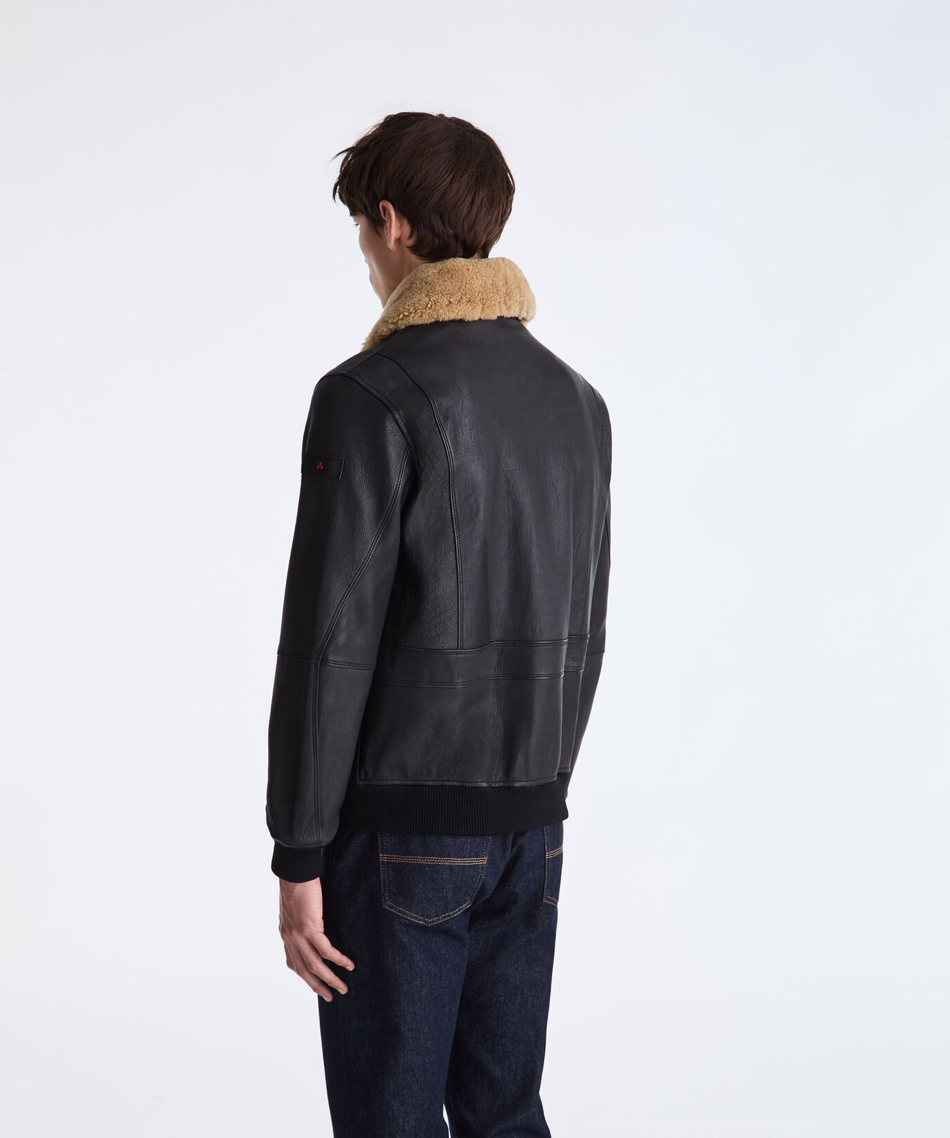 Wool Jersey and Leather Bomber Jacket  Peuterey - large
