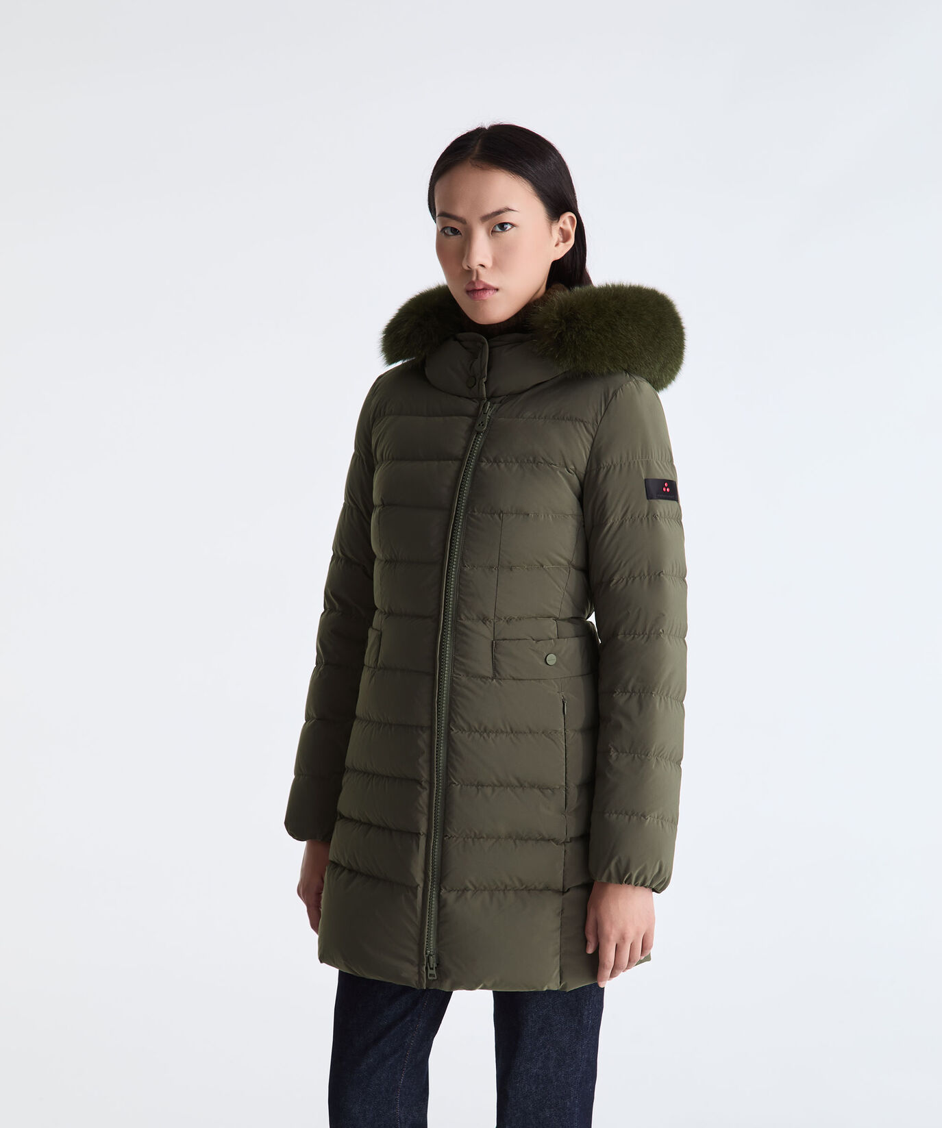 Long Down Jacket with High Collar And Fur Edging  Peuterey - large image number 1