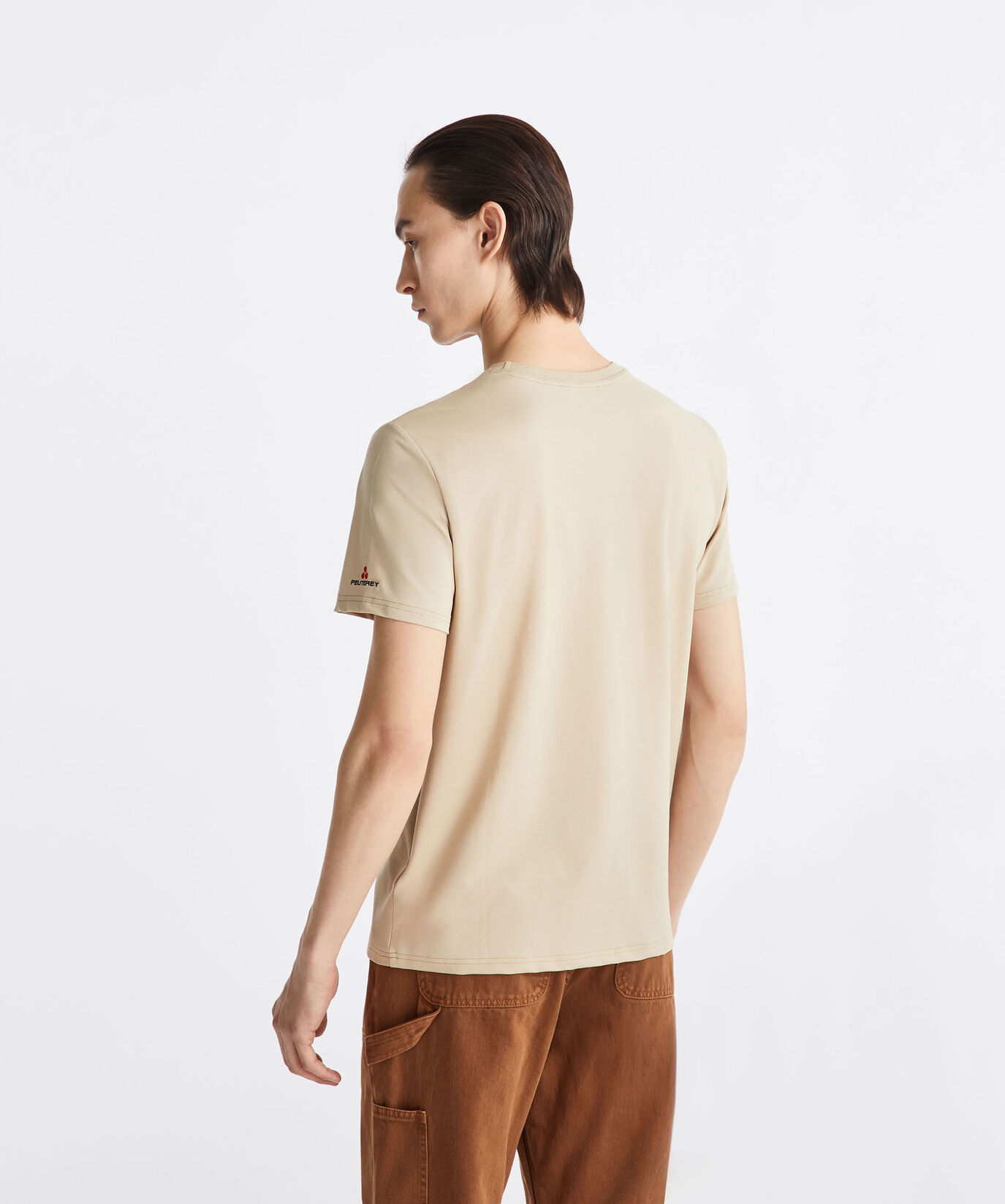 Camiseta de piqu&eacute; el&aacute;stico de algod&oacute;n y seda  Peuterey - large