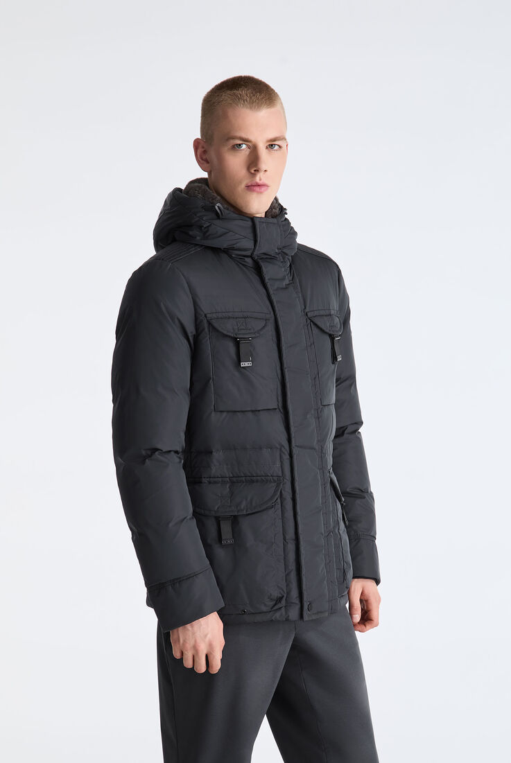 Chaqueta guerrera de tafet&aacute;n con capucha con pelo  Peuterey - medium