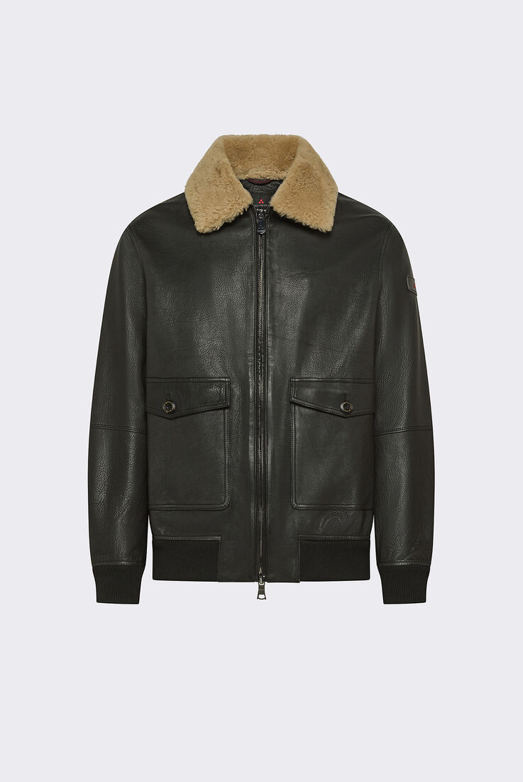 Wool Jersey and Leather Bomber Jacket  Peuterey - medium