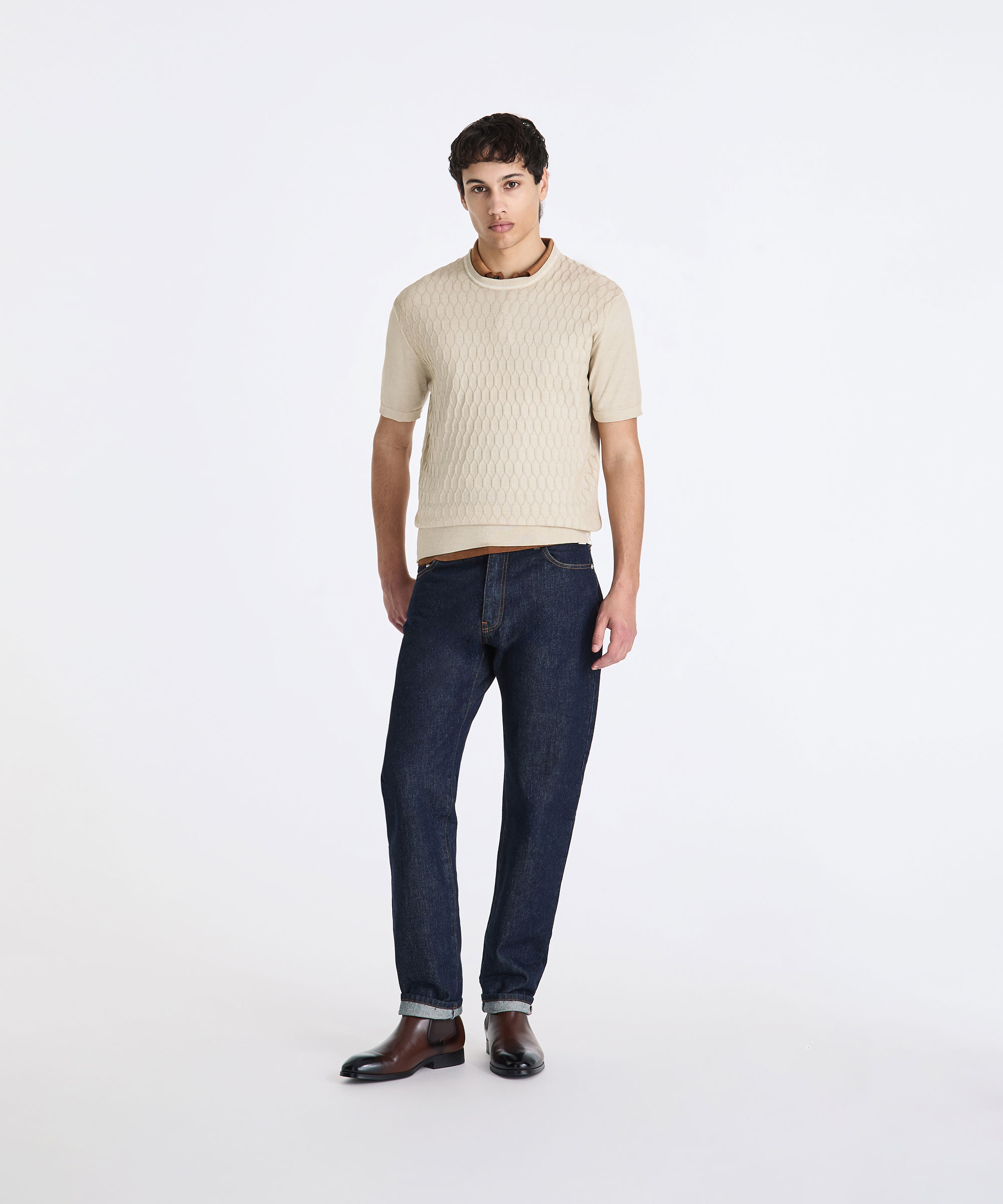 T-shirt con motivo geometrico, GRIGIO SILICE, Taglia: XXL