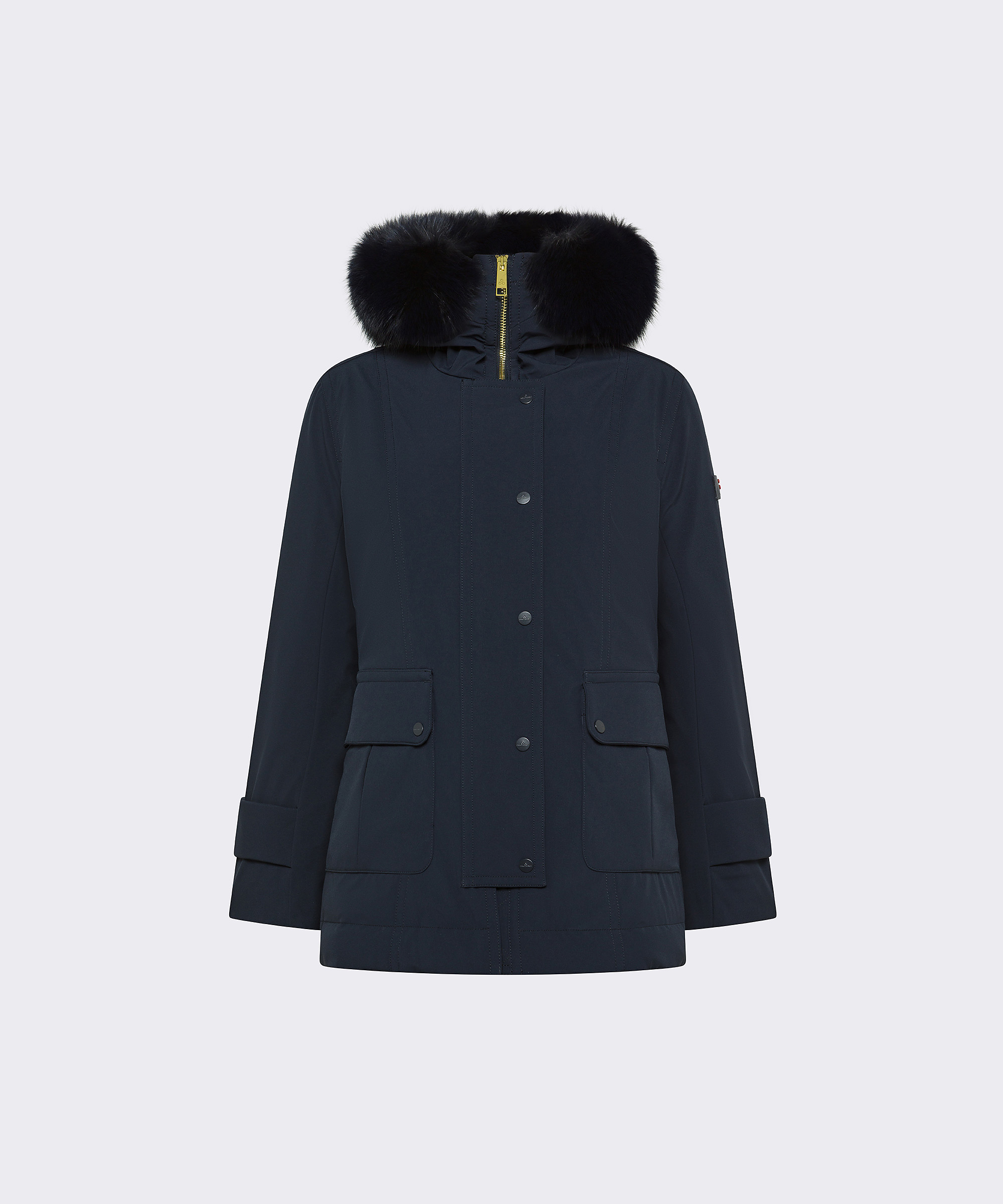 BLUE Short Jacket with Fox Fur for Women | Peuterey