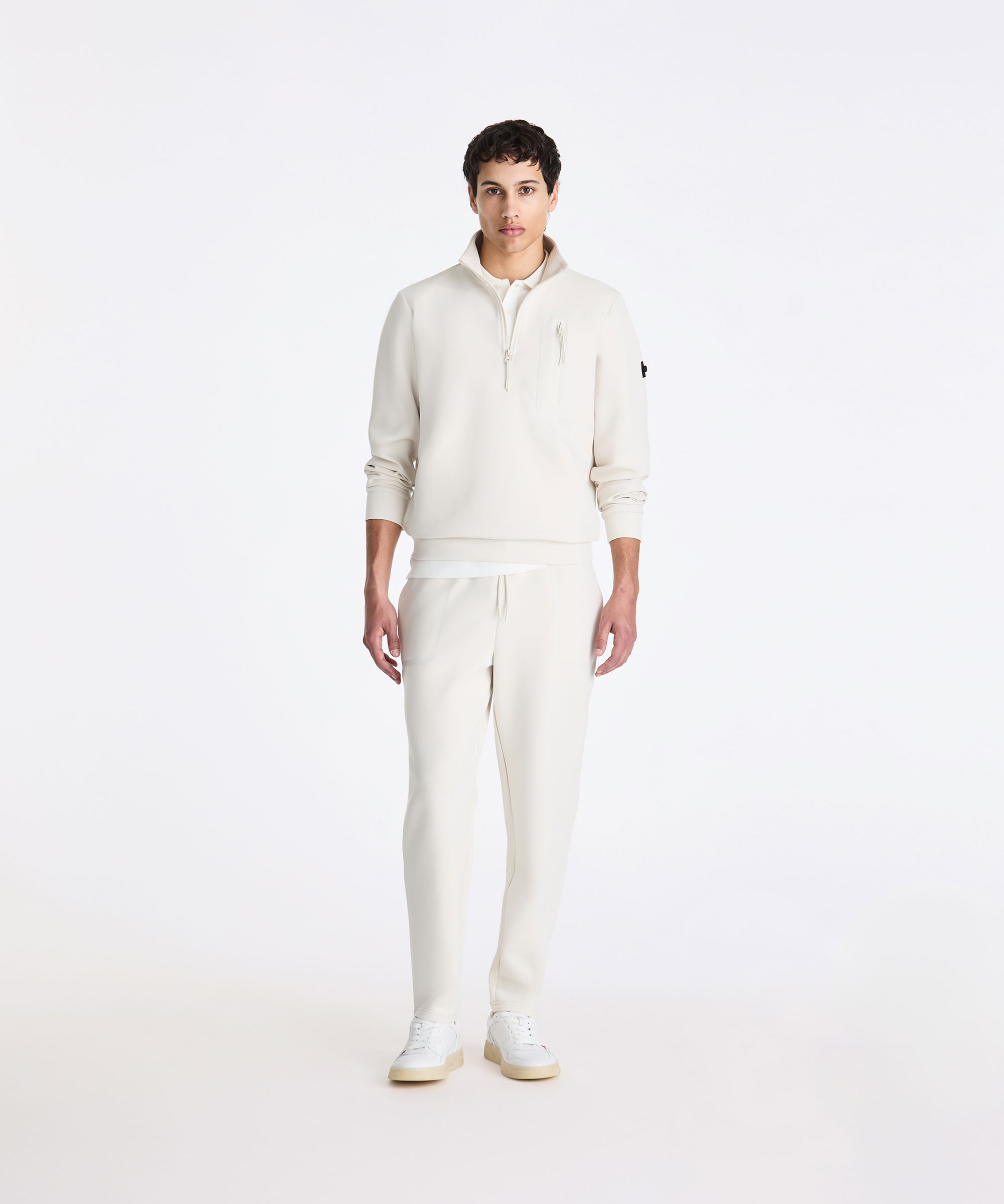 Felpa con collo a lupetto con mezza zip, PERGAMENA, Taglia: XL