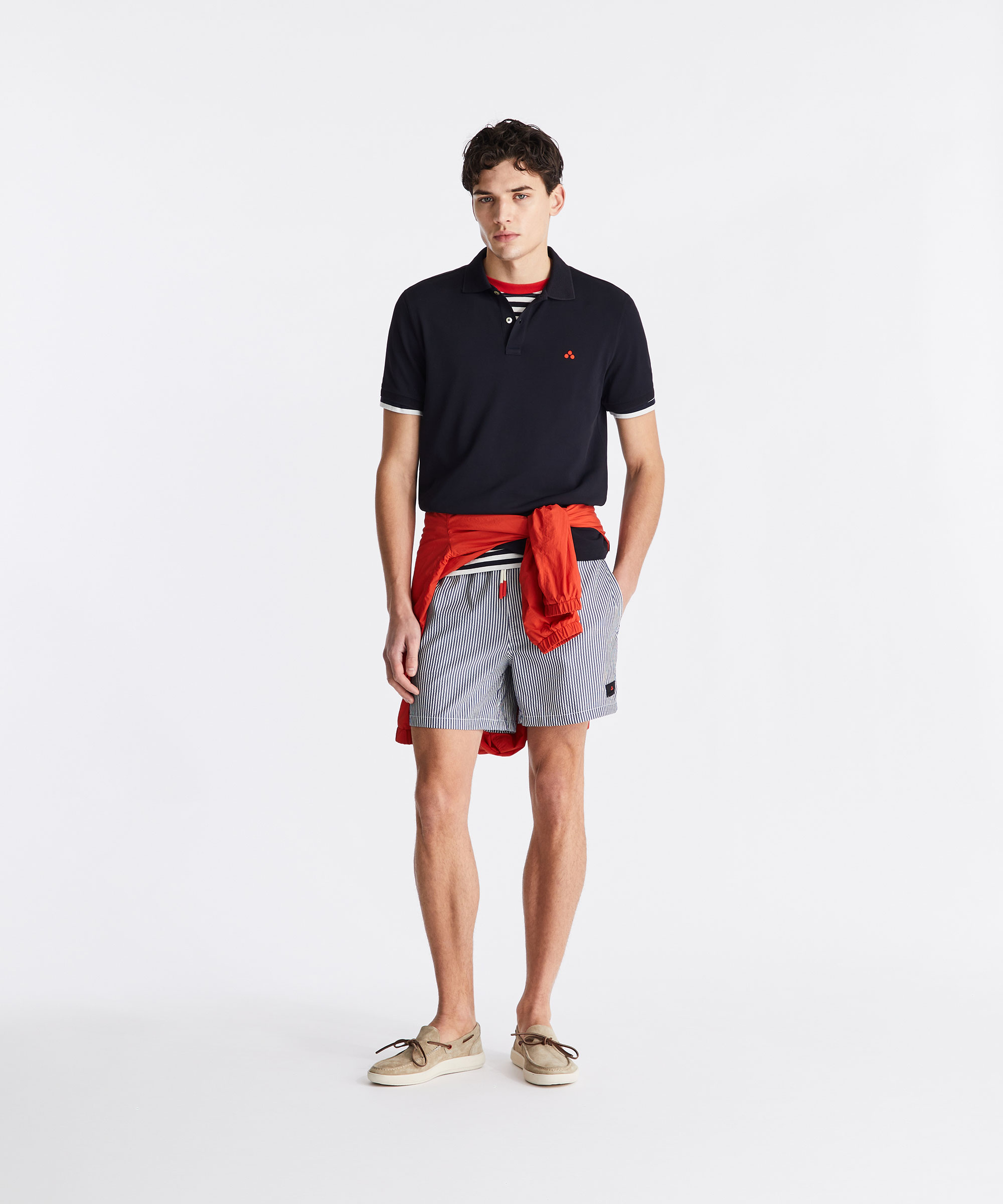 Polo in piqué di nylon stretch, NERO, Taglia: XXL