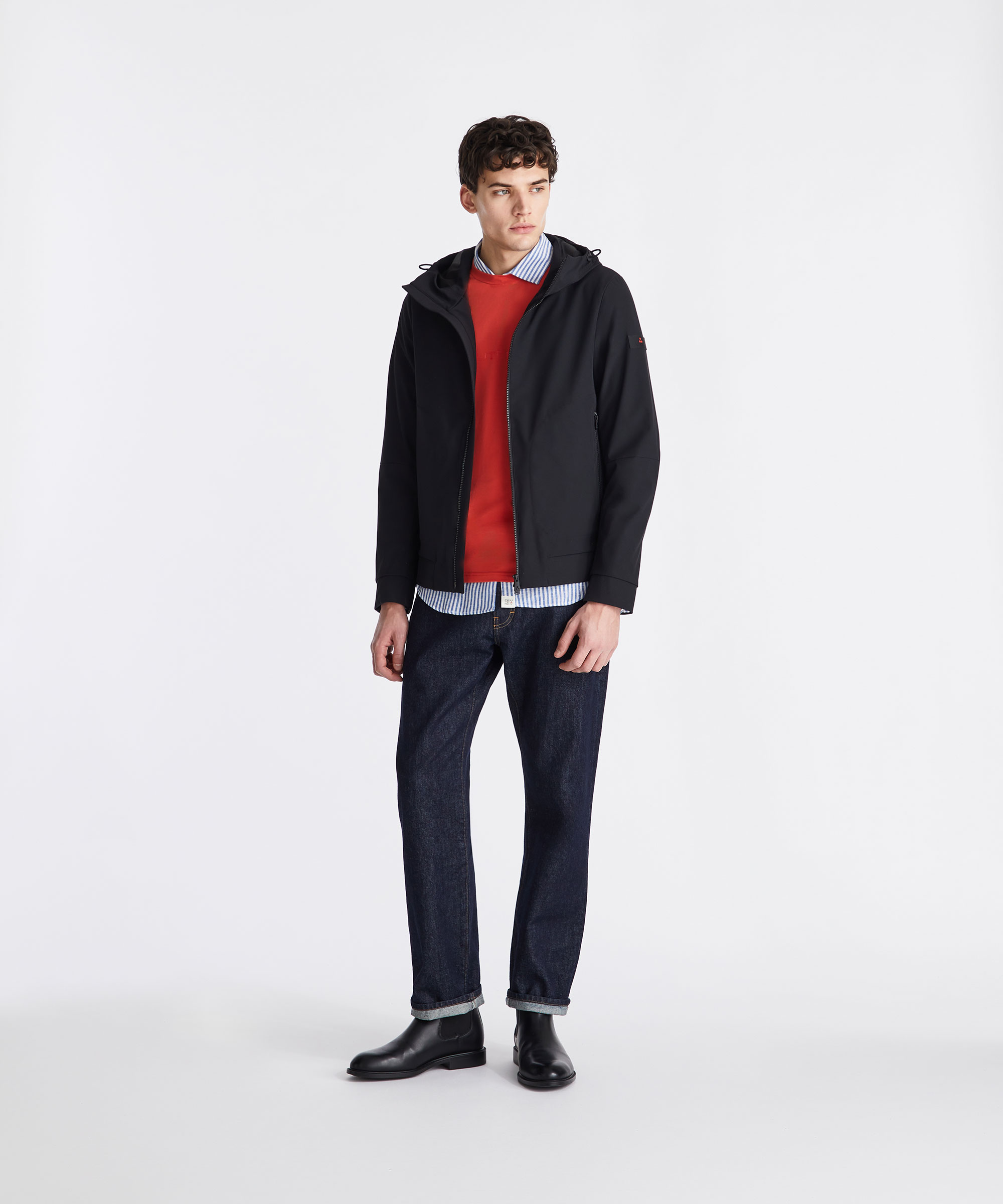 Windbreaker corto con cappuccio, NERO, Taglia: XL
