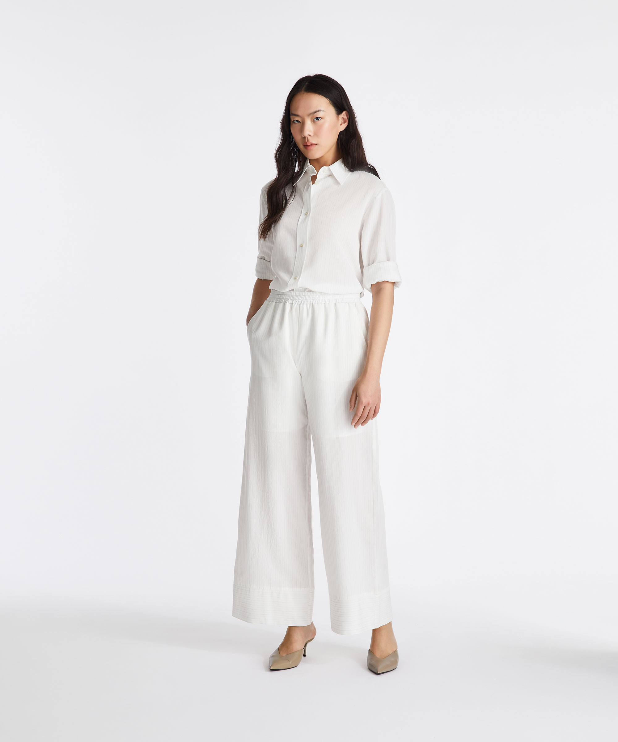 Pantalone morbido con elastico in vita, BEIGE, Taglia: S