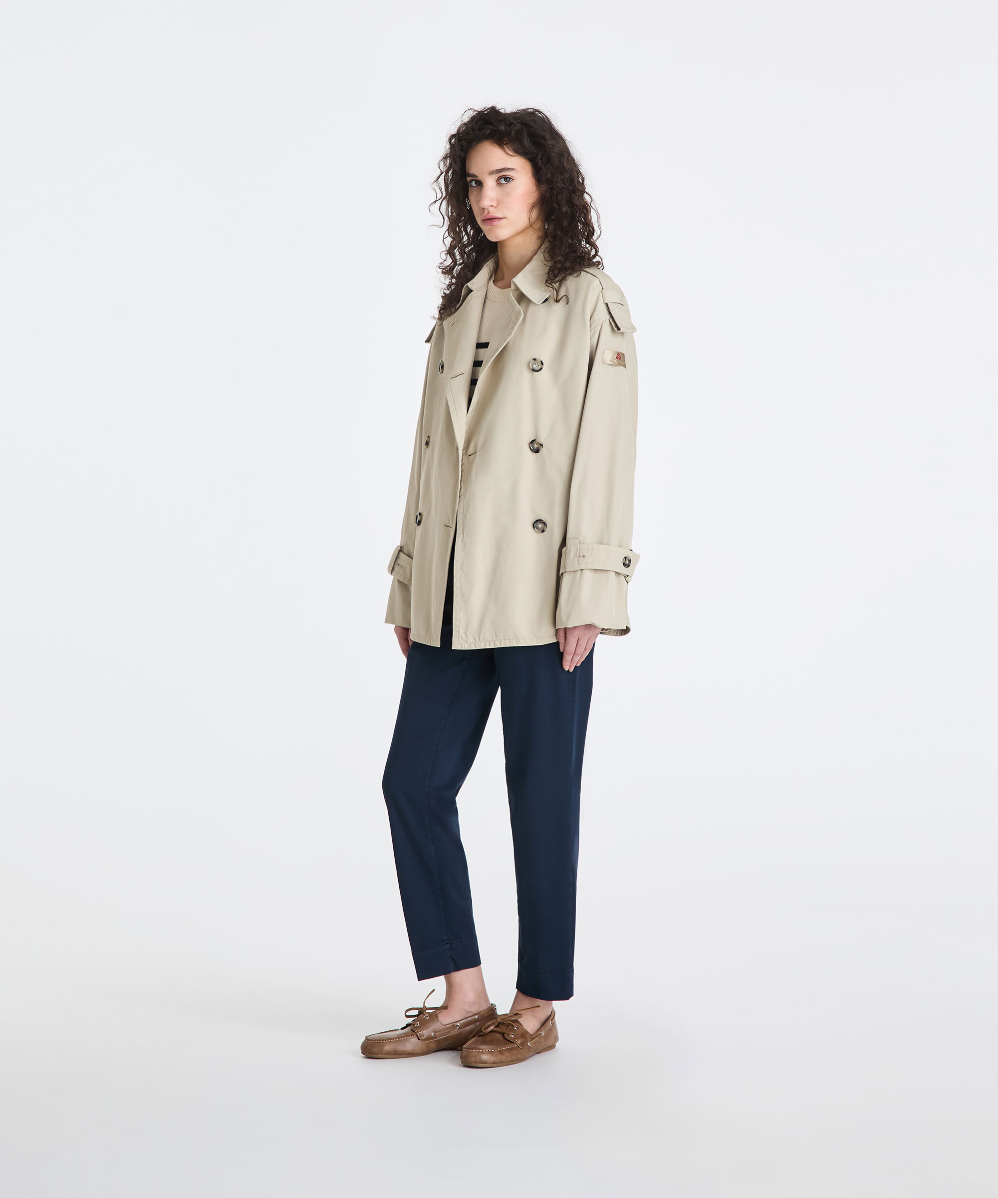 Trench doppiopetto corto, GRIGIO SILICE, Taglia: 44
