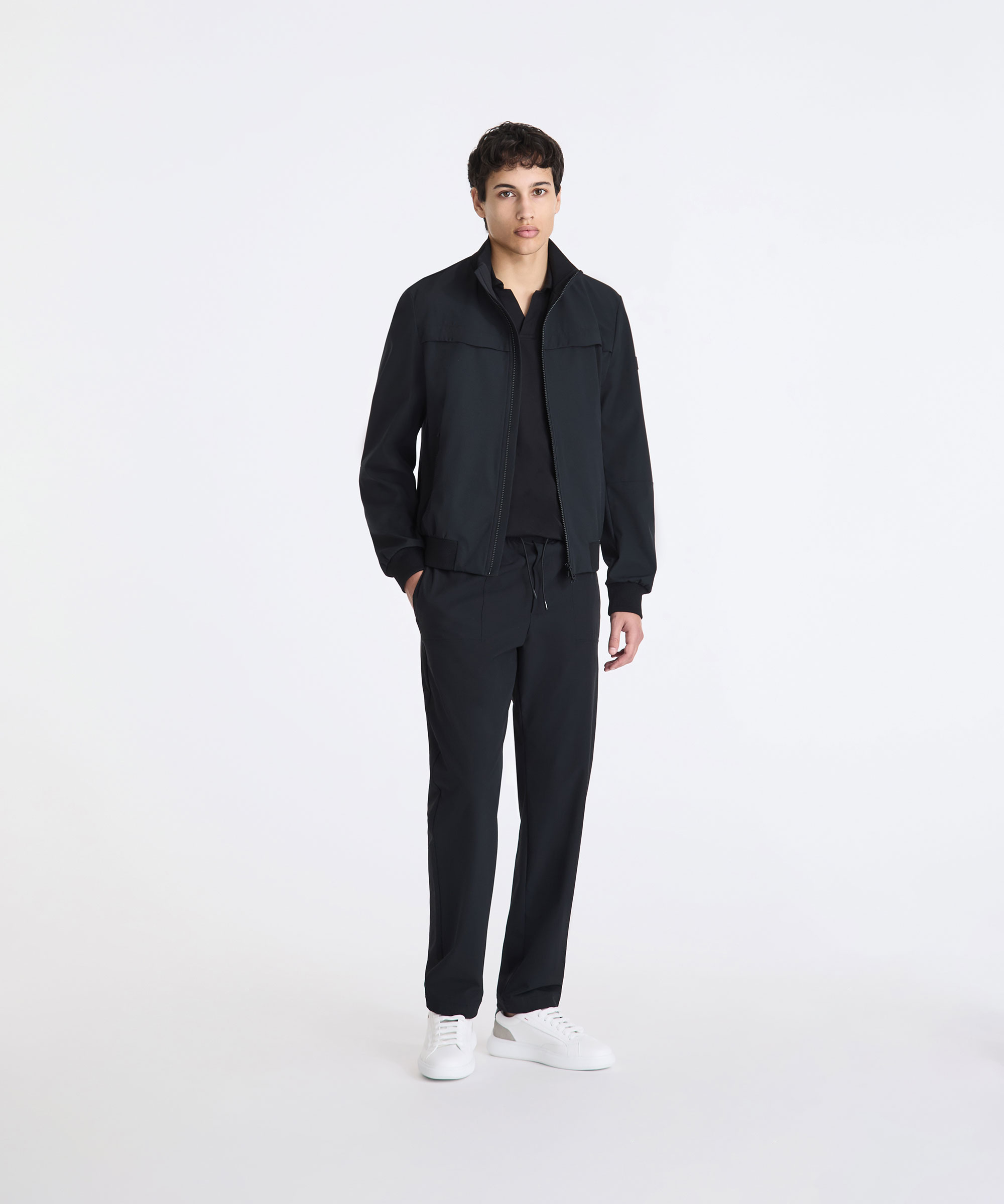 Bomber stretch con dettagli a contrasto, NERO, Taglia: XXL