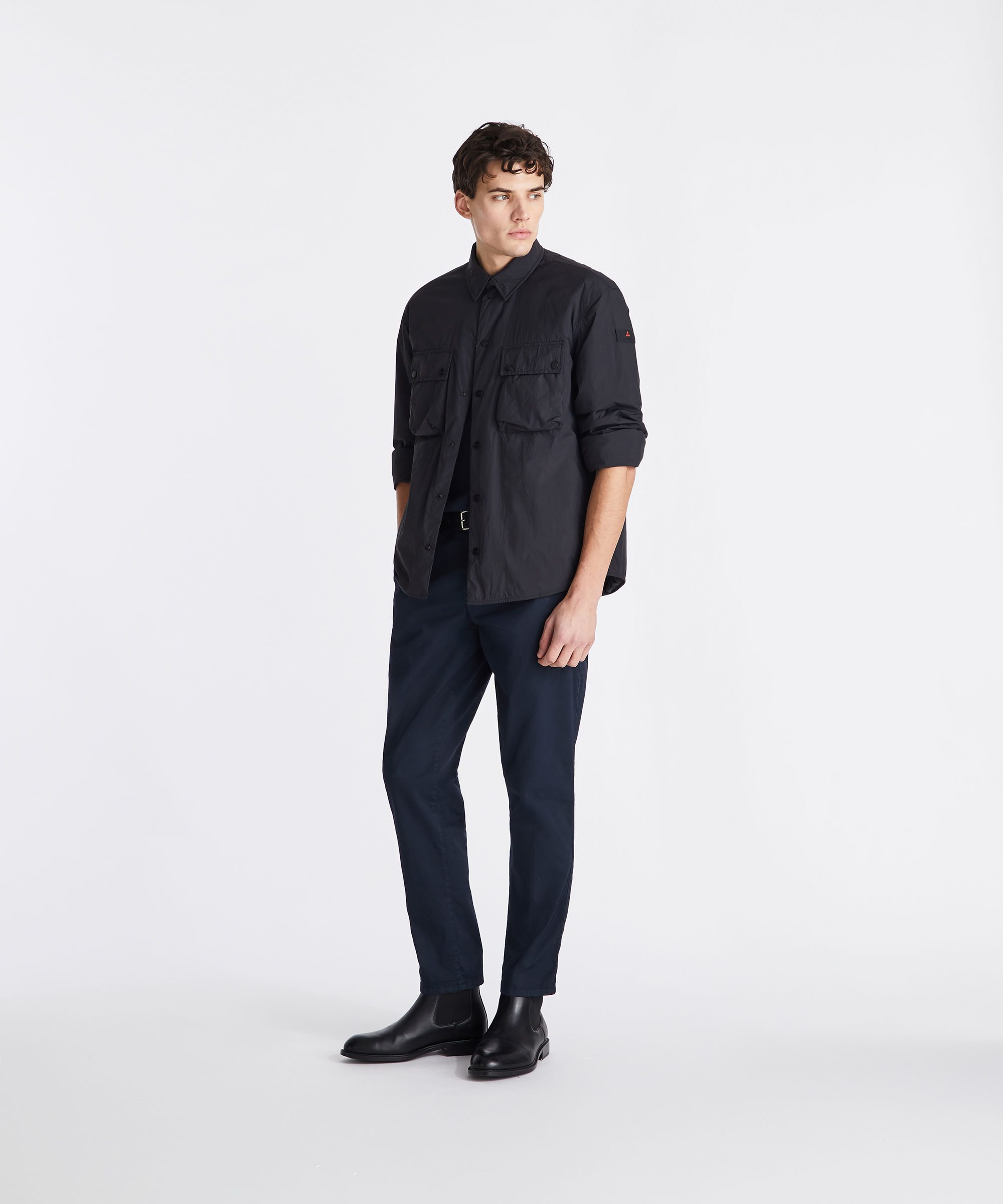 Overshirt in tela di nylon, NERO, Taglia: XXL