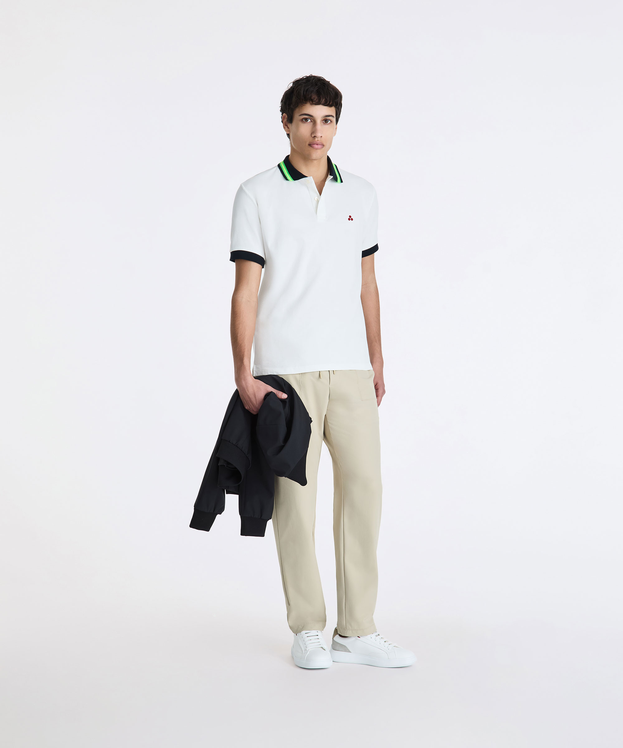 Polo in piqué di cotone stretch con dettagli fluo, PAPIRO, Taglia: XXL